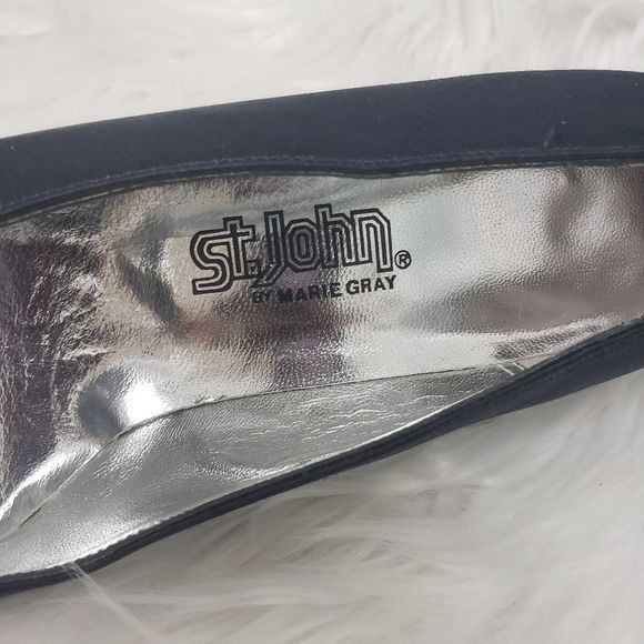 Vintage St. John Studded Bling Pointy Toe Satiny Heels Size 8.5 AAA - Picture 6 of 10